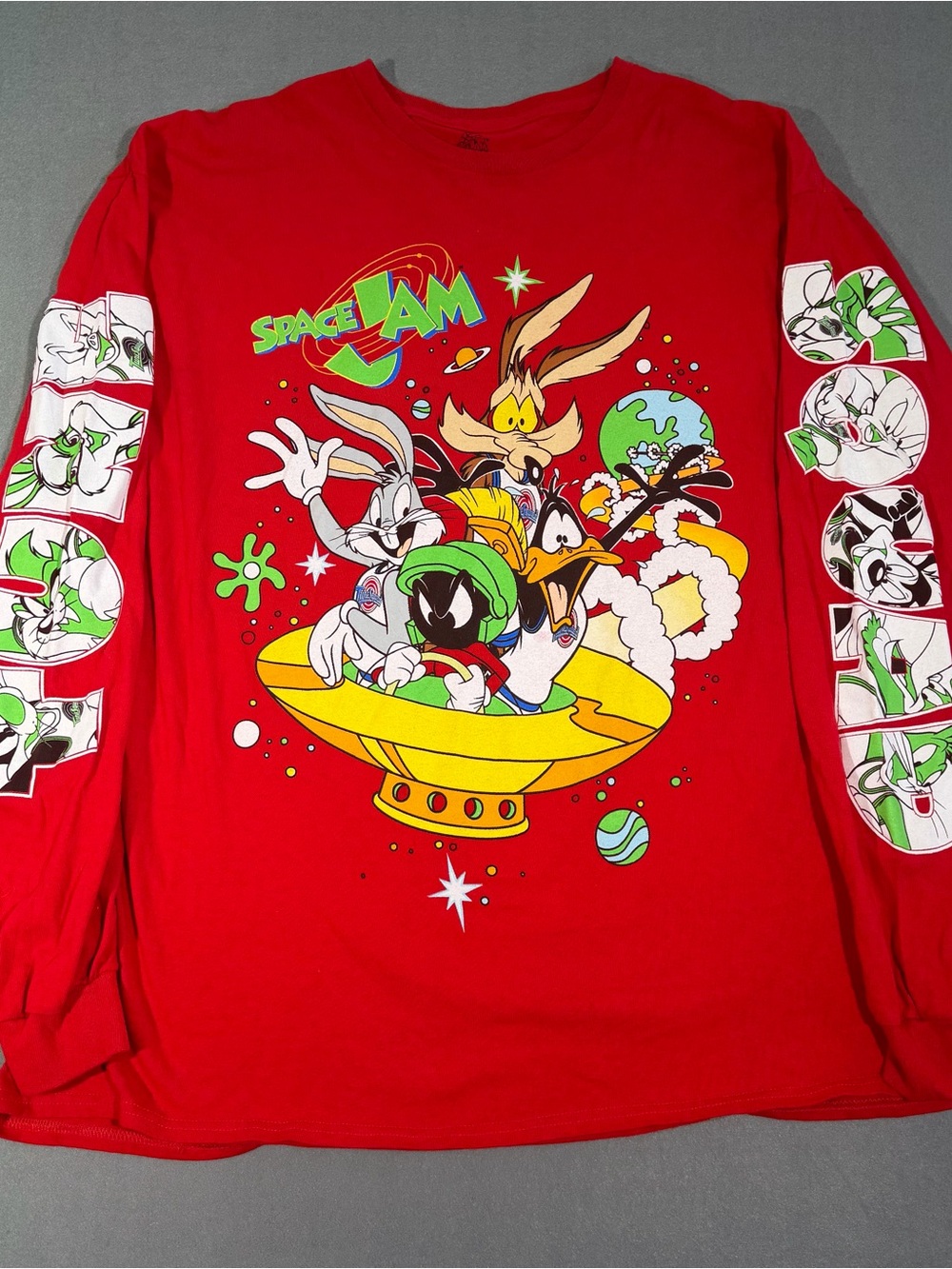 Space Jam XXL Red Looney Tunes Graphic Long Sleeve Tee